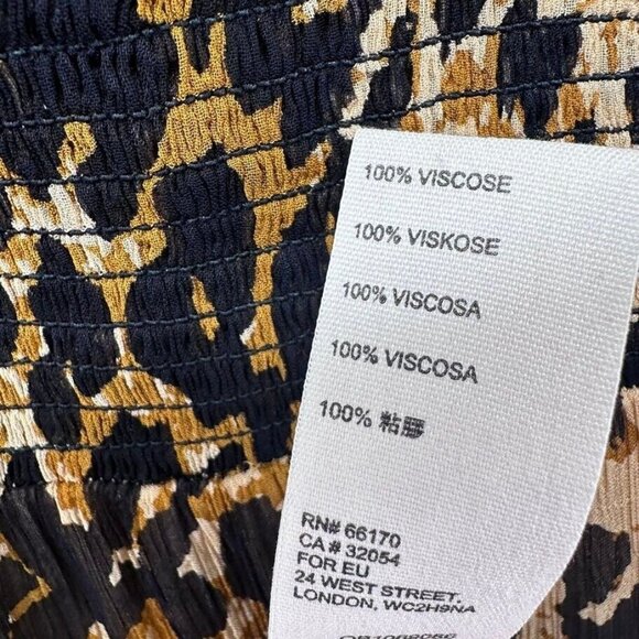 Free People Shirt Womens Extra Small Balloon Sleeve Leopard Print Smocked Flaws - Picture 7 of 14